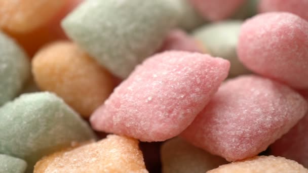 Sött godis pads blandad av mellanmål socker rotera bakgrund — Stockvideo