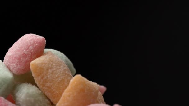 Bonbons sucrés tampons Mélange de collation sucre fond rotatif — Video