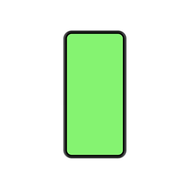 Concetto moderno smartphone vettoriale con schermo verde su sfondo bianco . — Vettoriale Stock