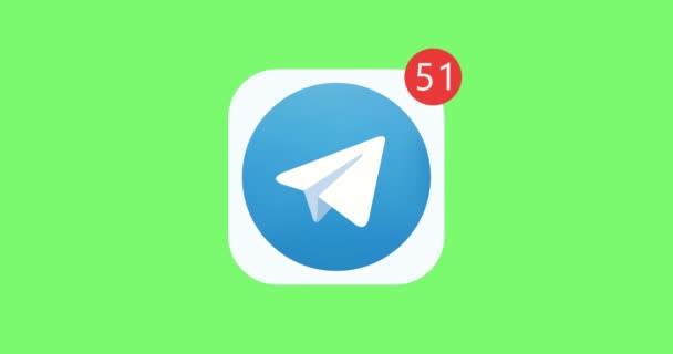 Samara, Russian Federation - August 4, 2018: Editorial animation. Telegram logo icon with counter message, followers. Telegrams one of the most popular instant messengers. — Stock Video