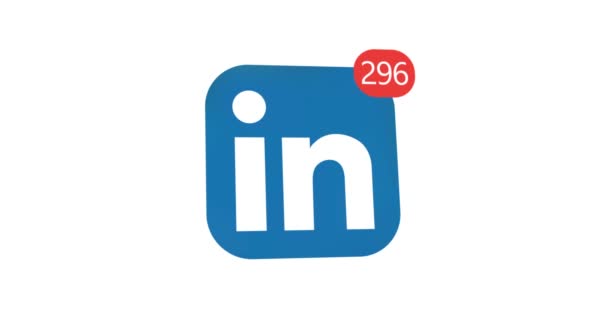 Samara, Federazione Russa - 6 agosto 2018: animazione editoriale. Linkedin icona logo con contatore mi piace, seguaci. Linkedin più popolare business oriented social network . — Video Stock