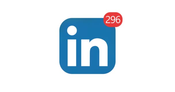 Samara, Rusland - augustus 6, 2018: redactionele animatie. LinkedIn logo icoon met teller likes, volgers. LinkedIn populairste business georiënteerde sociaal netwerk. — Stockvideo