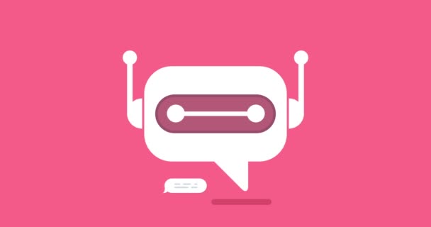Κινούμενα σχέδια μοντέρνα επίπεδη chat bot με εικονίδια φούσκα ομιλία — Αρχείο Βίντεο
