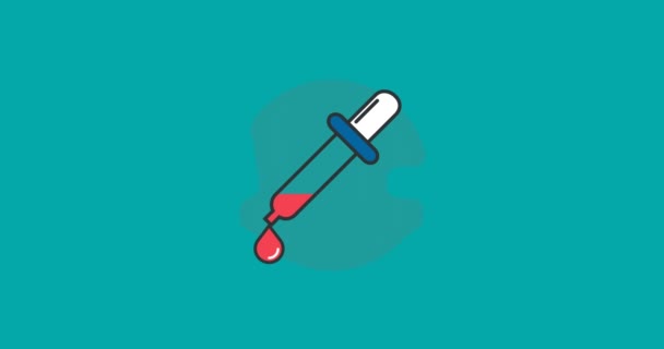 Animation modern pipette icon with drop, concept for web artist freelancing or medicine lab — Stock Video