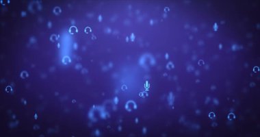 Loopable animasyon mavi mikrofon simgeleri arka plan hareketli modern.