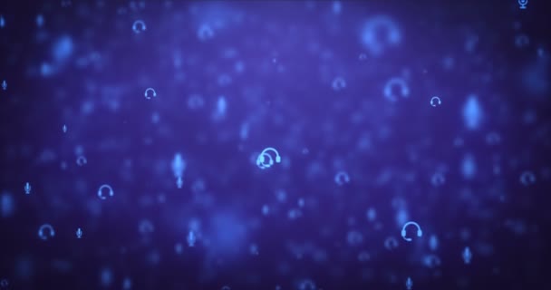 Animación Loopable moderno movimiento azul micrófono iconos fondo . — Vídeo de stock