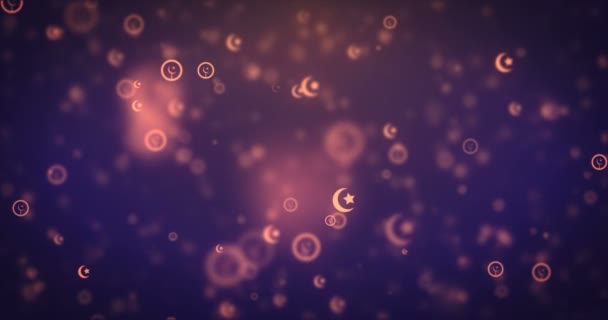 Animación Loopable movimiento moderno naranja eid mubarak iconos fondo . — Vídeo de stock