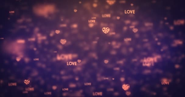 Aufklappbare Animation moderne bewegliche orangefarbene Herz-Icons Hintergrund. — Stockvideo