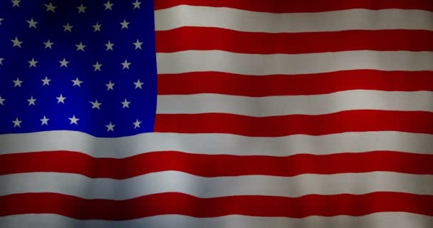 Rüzgarda sallayarak ABD bayrağı kumaş doku. — Stok video