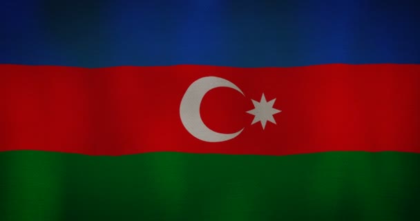 阿塞拜疆国旗织物纹理在风中飘扬. — 图库视频影像