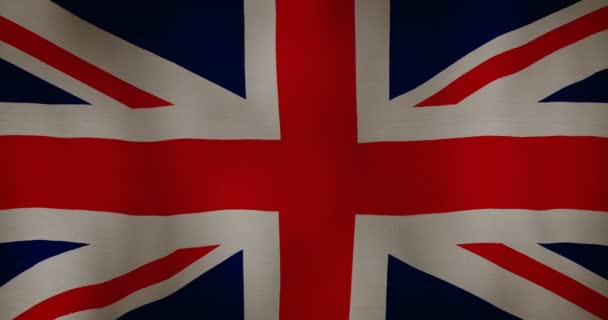 Büyük Britanya bayrağı kumaş doku rüzgarda sallayarak. — Stok video