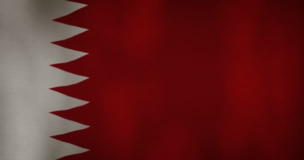 Бахрейнский флаг текстура ткани размахивая на ветру . — стоковое видео
