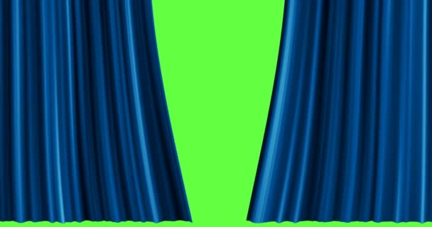 Apertura de la cortina azul de la tela — Vídeo de stock