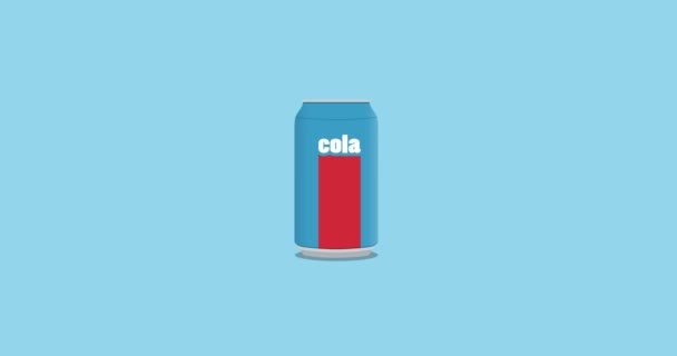 Rotation can of cola in flat icon style — Stock Video