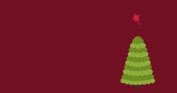 Kerstboom vlakke stijl achtergrond — Stockvideo