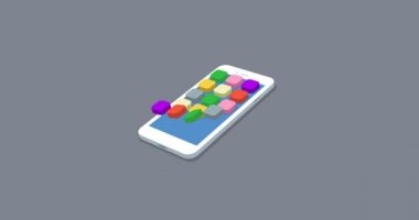 düz smartphone uygulama simgeleri ile hareket arka plan belirleme