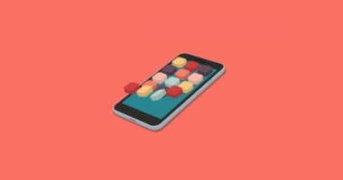 düz smartphone uygulama simgeleri ile hareket arka plan belirleme