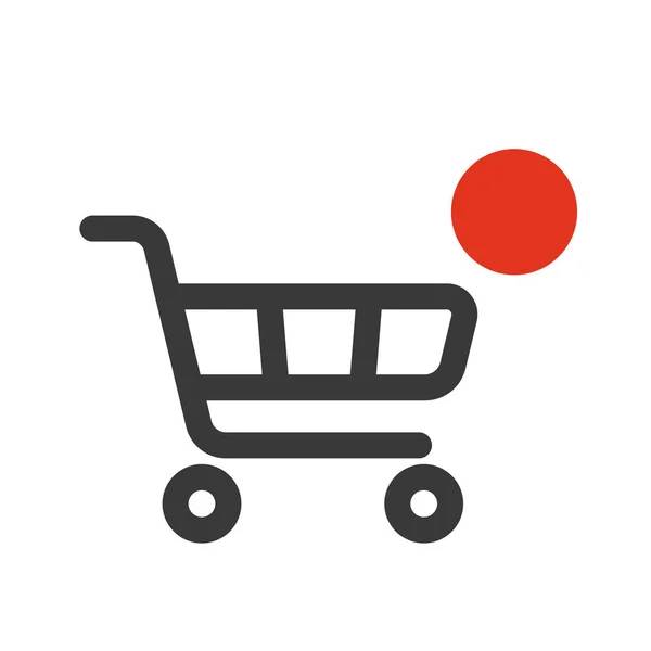 Shopping cart icon with counter added online commodity on white background. — Stock Vector