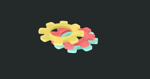 Isometric gears motion background — Stock Video