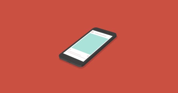 Concepto isométrico smartphone con red social — Vídeos de Stock