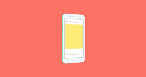 Concepto isométrico smartphone con red social — Vídeos de Stock