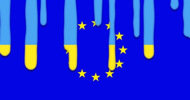 Ukraine and euro transition flag — Stock Video