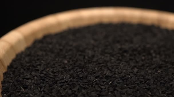 Black cumin or caraway heap rotating — Stock Video