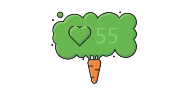 Ιδέα για χορτοφάγους καρότο και κοινωνικό δίκτυο όπως το εικονίδιο με το μετρητή ψηφία — Αρχείο Βίντεο