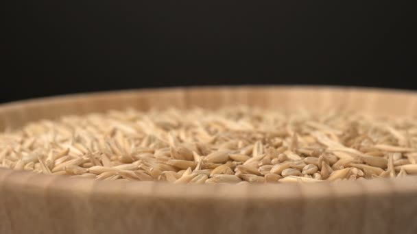 Footage rotate raw oats closeup background. — Stock Video