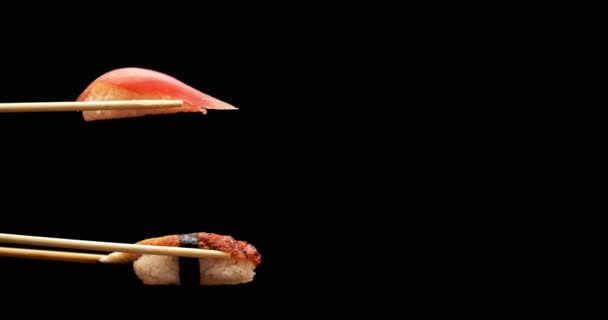 Μήκος σε πόδηα φρέσκο σούσι τροφίμων φόντο — Αρχείο Βίντεο