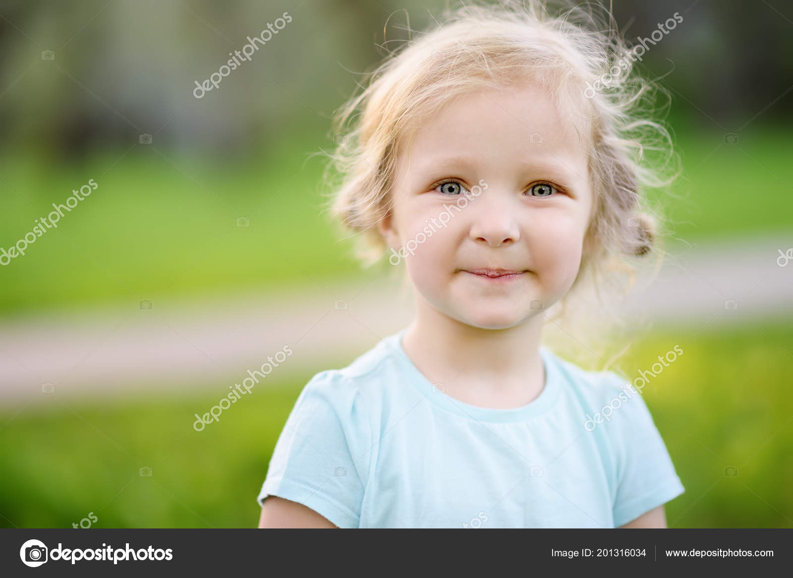 Cute Toddler Girl Outdoors Portrait Summer Day Smiling Charming Child Stock  Photo by ©mary_smn 201316034