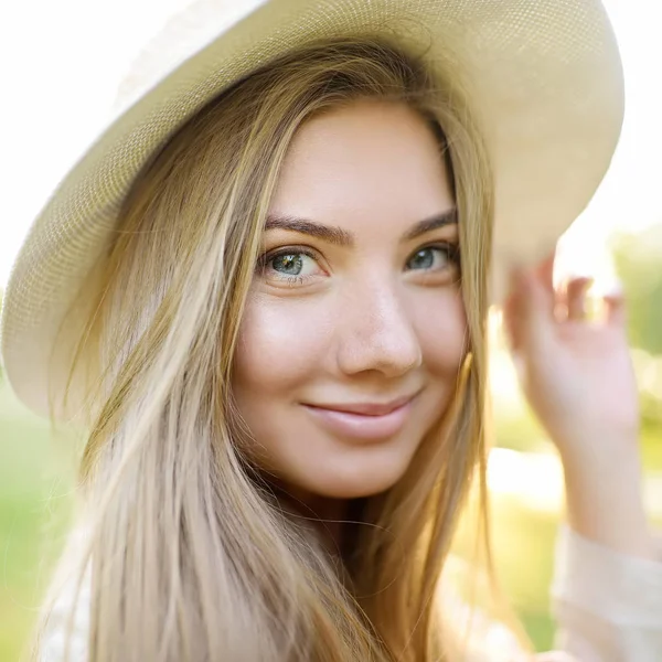 Outdoors Portrait Delightful Young Woman Female Beauty Charming Caucasian Girl — Stock Photo, Image