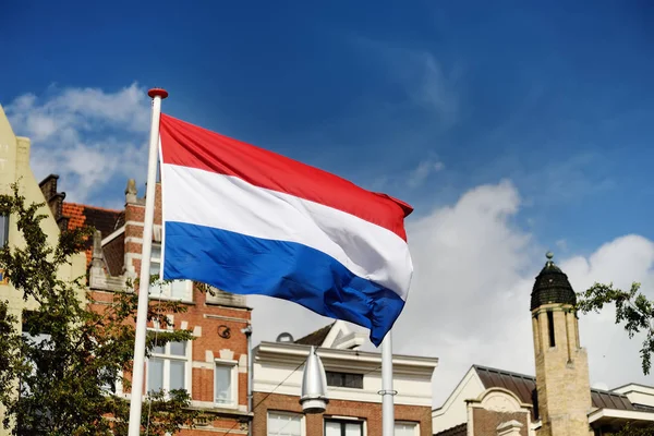 Bandera Holanda Ondeando Cielo Azul —  Fotos de Stock