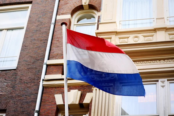 Bandera Holanda Ondeando Cielo Azul —  Fotos de Stock