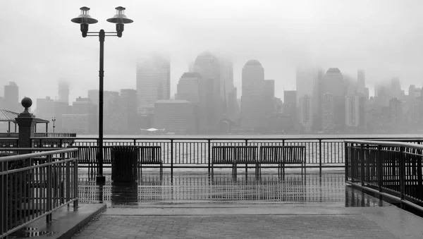 Black White Photo New York City Skyline Rainy Day — Stock Photo, Image