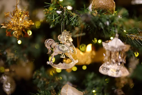 Ramo Albero Natale All Aperto Chiudete Tradizionale Mercatino Natale Nella — Foto Stock