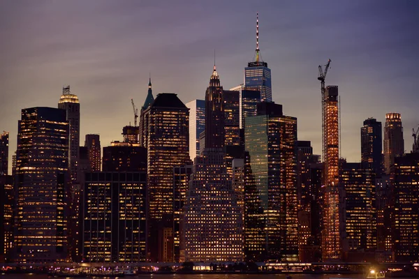 Amazing New York City Manhattan Skyline Panoramisch Uitzicht Rivier Hudson — Stockfoto