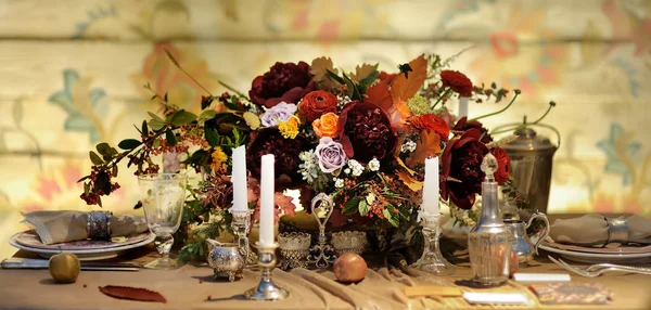 Conjunto Mesa Estilo Boho Para Casamento Evento Festa — Fotografia de Stock