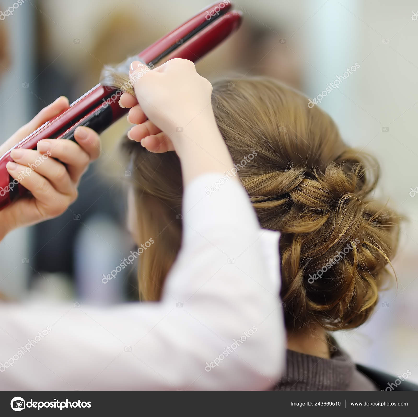 Young Woman Bride Getting Her Hair Done Wedding Party Wedding