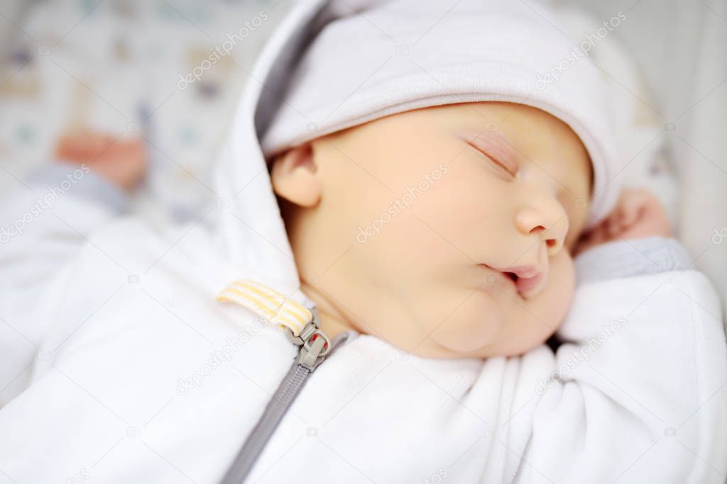 Closeup portrait of sweet newborn baby