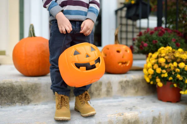 Ragazzo Pronto Dolcetto Scherzetto Ragazzino Alla Festa Halloween Festa Del — Foto Stock