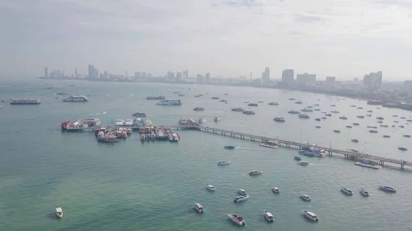 Vue Aérienne Ville Pattaya Est Célèbre Sur Sport Maritime Divertissement — Photo