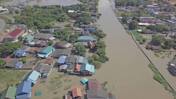 Widok Powietrza Powódź Prowincji Ayutthaya Tajlandia — Zdjęcie stockowe