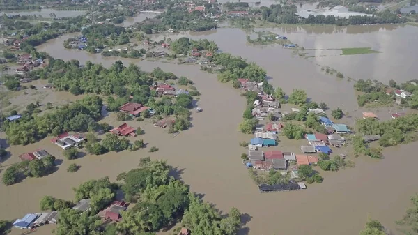 Veduta Aerea Delle Inondazioni Nella Provincia Ayutthaya Thailandia — Foto Stock