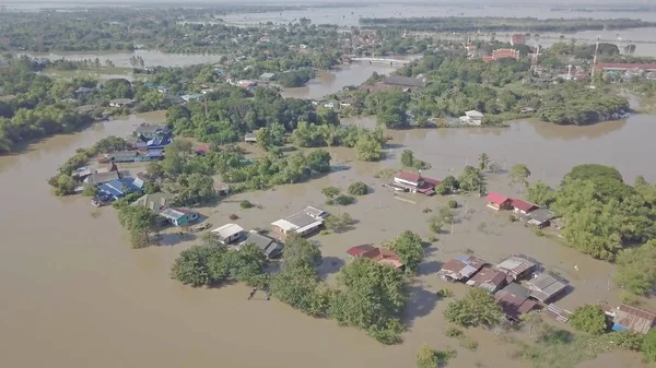 Veduta Aerea Delle Inondazioni Nella Provincia Ayutthaya Thailandia — Foto Stock