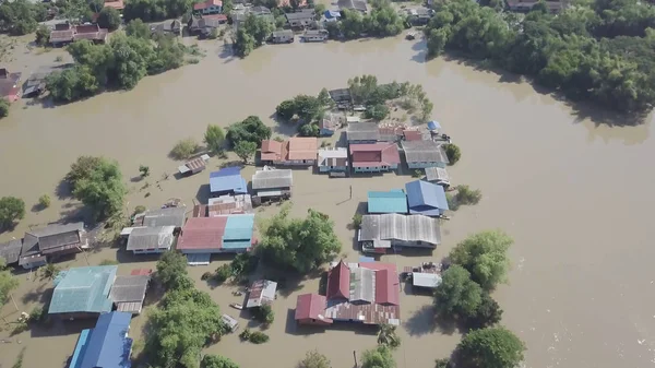 Vue Aérienne Des Inondations Dans Province Ayutthaya Thaïlande — Photo