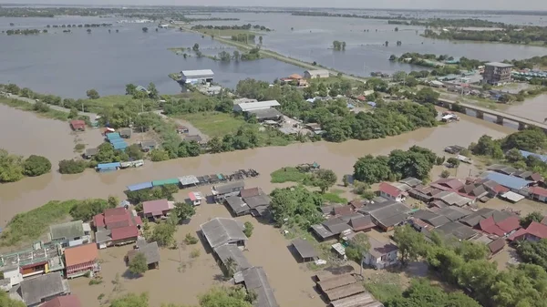 Veduta Aerea Delle Inondazioni Nella Provincia Ayutthaya Thailandia — Foto Stock