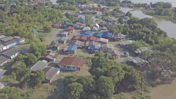 Widok Powietrza Powódź Prowincji Ayutthaya Tajlandia — Zdjęcie stockowe