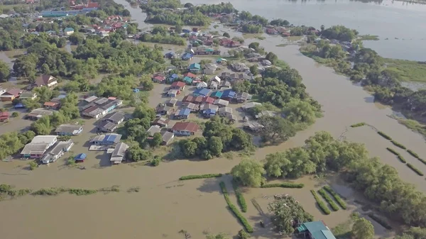 Vue Aérienne Des Inondations Dans Province Ayutthaya Thaïlande — Photo