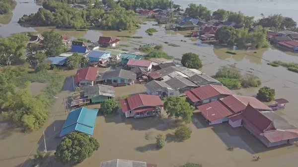 Vue Aérienne Des Inondations Dans Province Ayutthaya Thaïlande — Photo